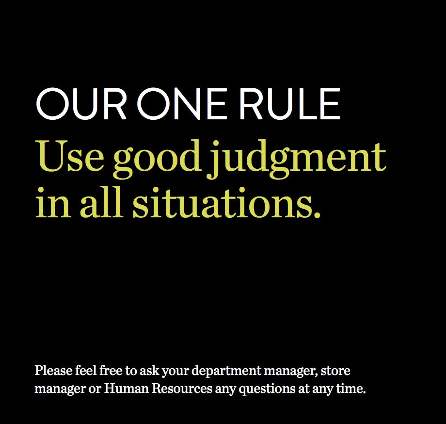 How to create an interesting handbook for an employee? The American company Nordstrom has chosen a very economical in means, but evocative in message | Gamfi Blog