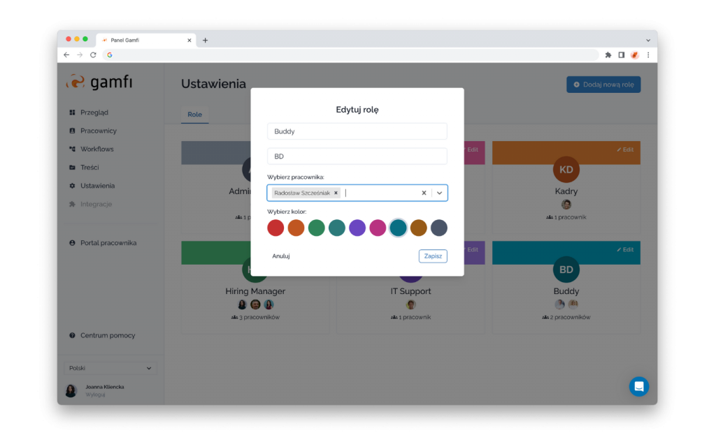 Assigning a personalized onboarding role in the Gamfi admin panel