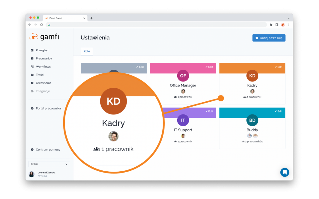 Personalized roles in the Gamfi Onboarding app